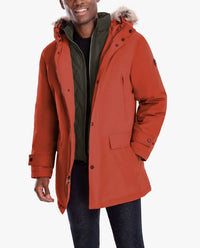 London Fog - London Fog Artic Parka With Removable Faux Fur Trim On Hood