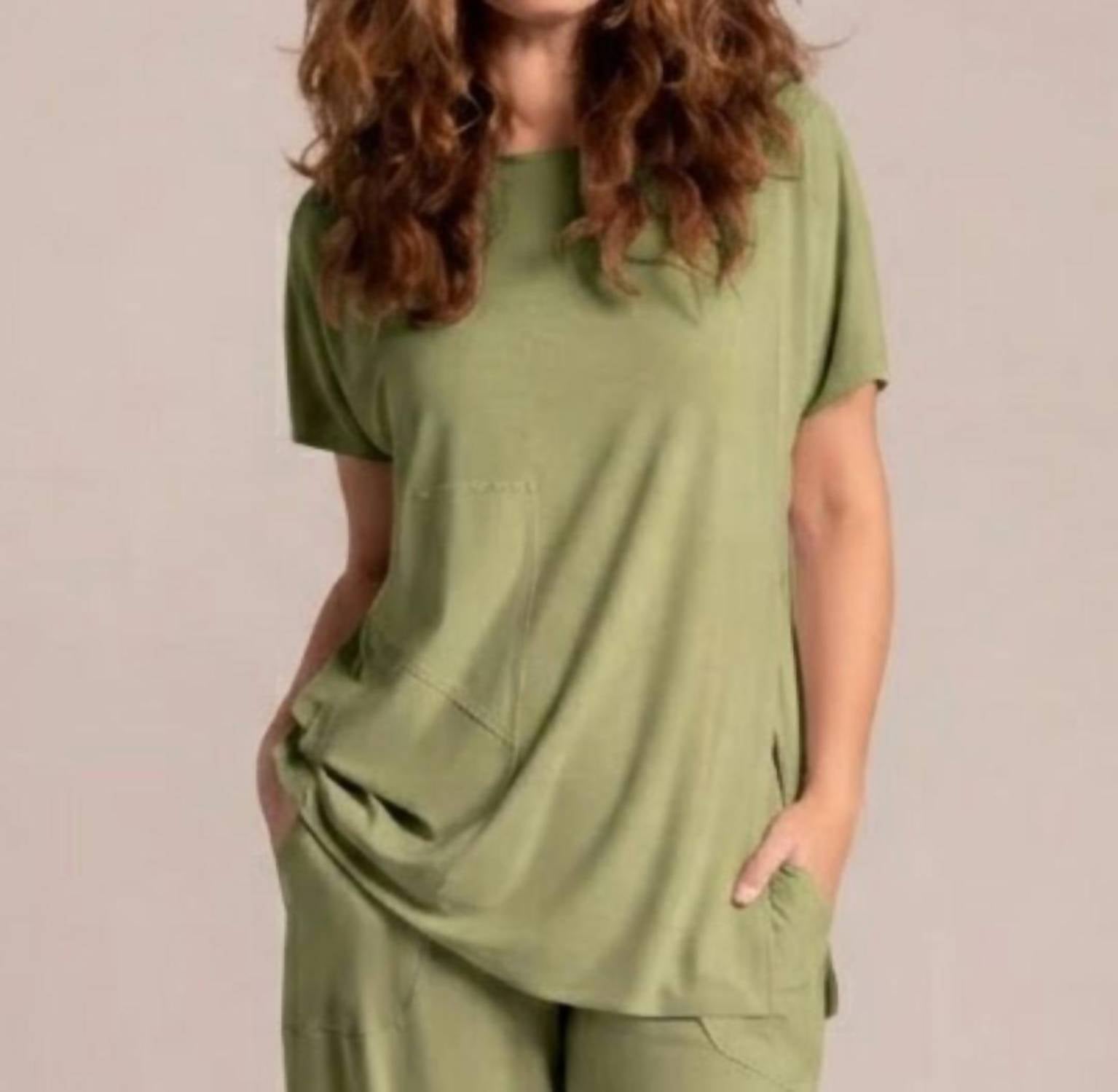 Sympli Splice Pocket Top in epsom - women's t-shirt