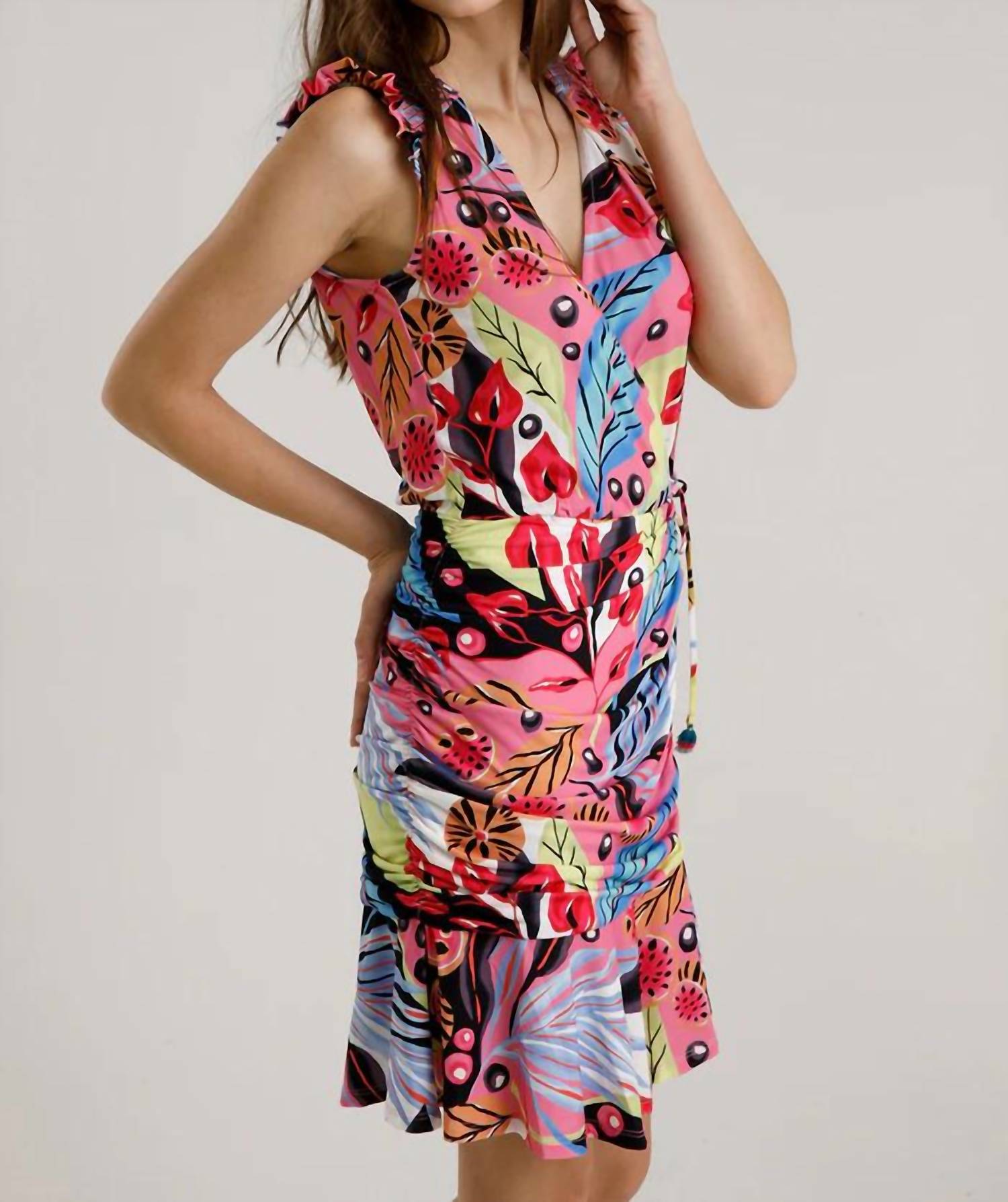 Hale Bob - Draped Ruffle Detail Above Knee Dress