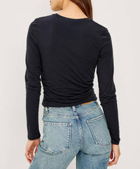 Rails Melle Long Sleeve Top in black - women's long sleeve top - detail view