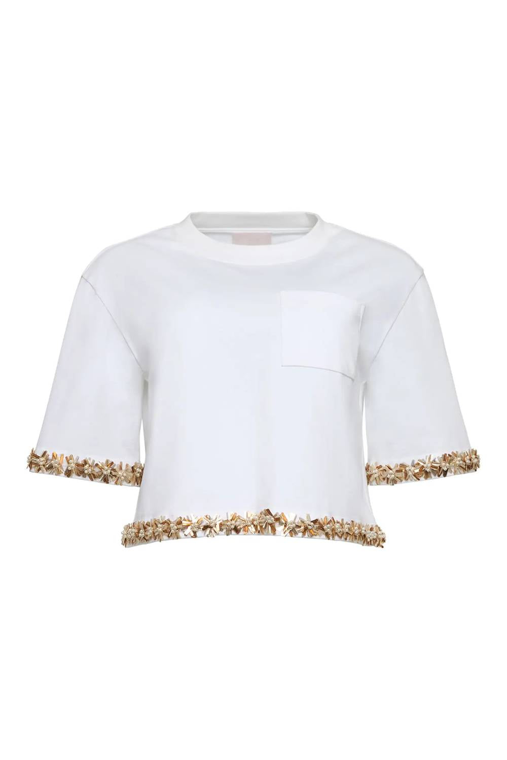 Cinq A Sept - Asa Sunflare Crystal Floral Detail Top