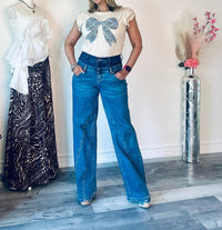 Muy Muy Fancy - Denim Two Tone Waistband Pants