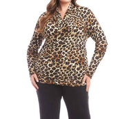 Karen Kane - Long Sleeve Crossover Side-shirred Top - Plus