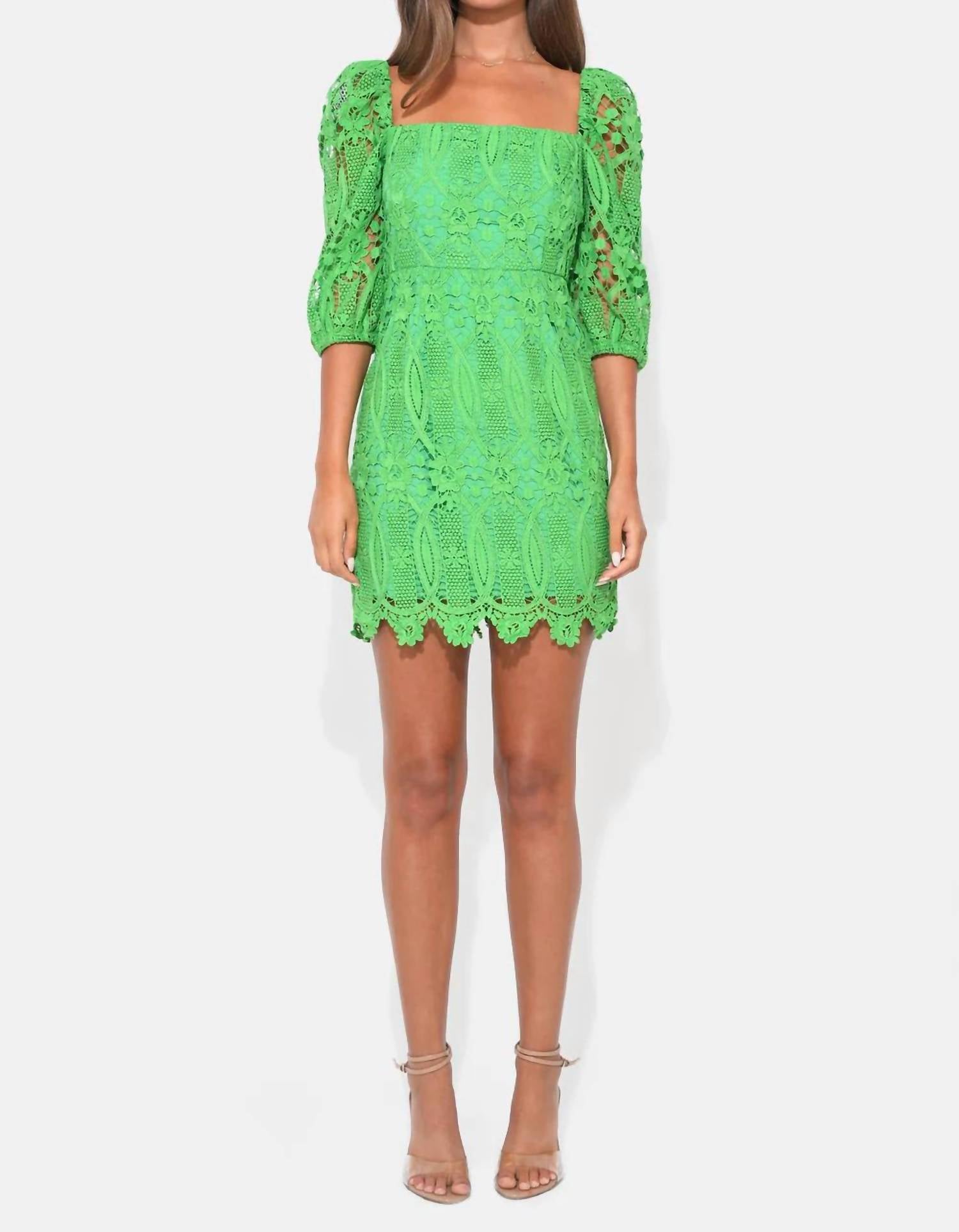 Adelyn Rae - Emery Puff Sleeve Lace Dress