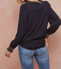 Doe And Rae - Embroidered Smocked Blouse