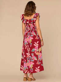 Democracy - Ruffle Cap Sleeve Smocked Waist Floral Woven Dress