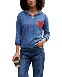 J. Society Embroidered Heart Hoodie in blue - women's top