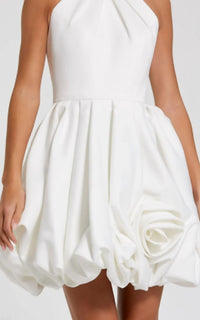 Mac Duggal - Satin Bubble Hem Backless Mini Dress