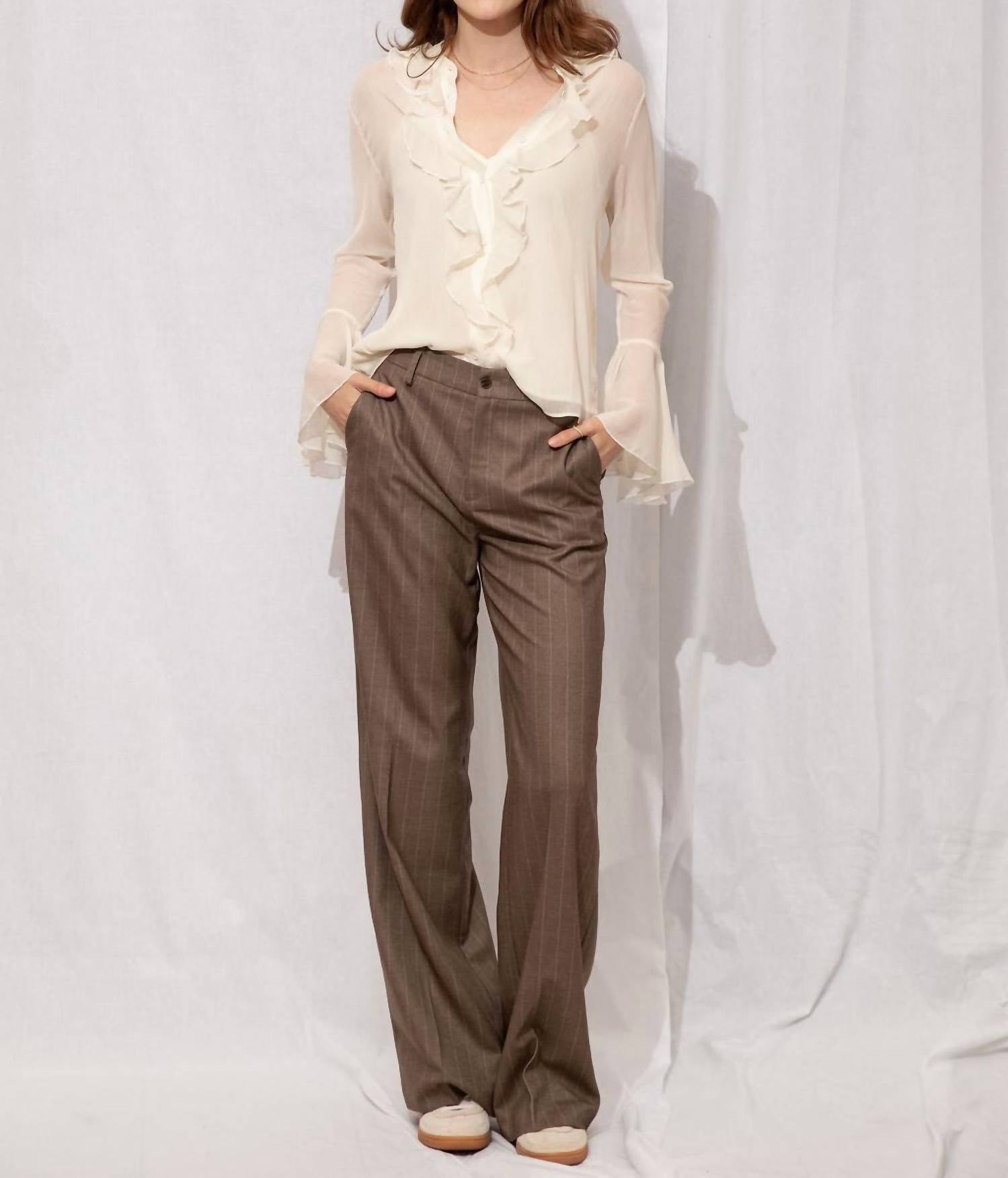 Lucy Paris - Delphine Long Sleeve V-neck Top
