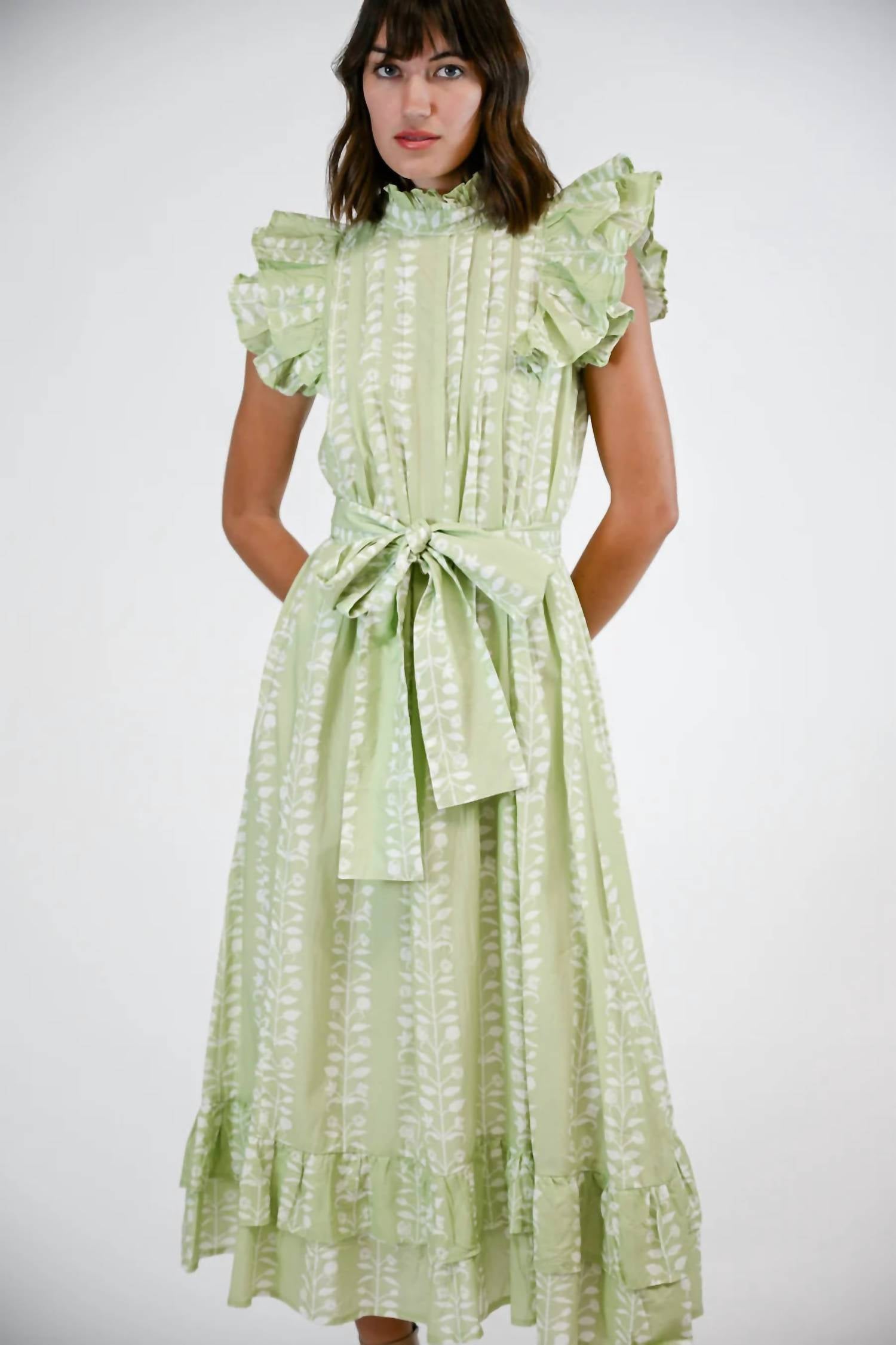 VICTORIA DUNN Jasmine Maxi Dress in botanical vine - women's dress - alternate view