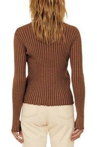 Promesa - Lila Self Button Ribbed Knit Sweater