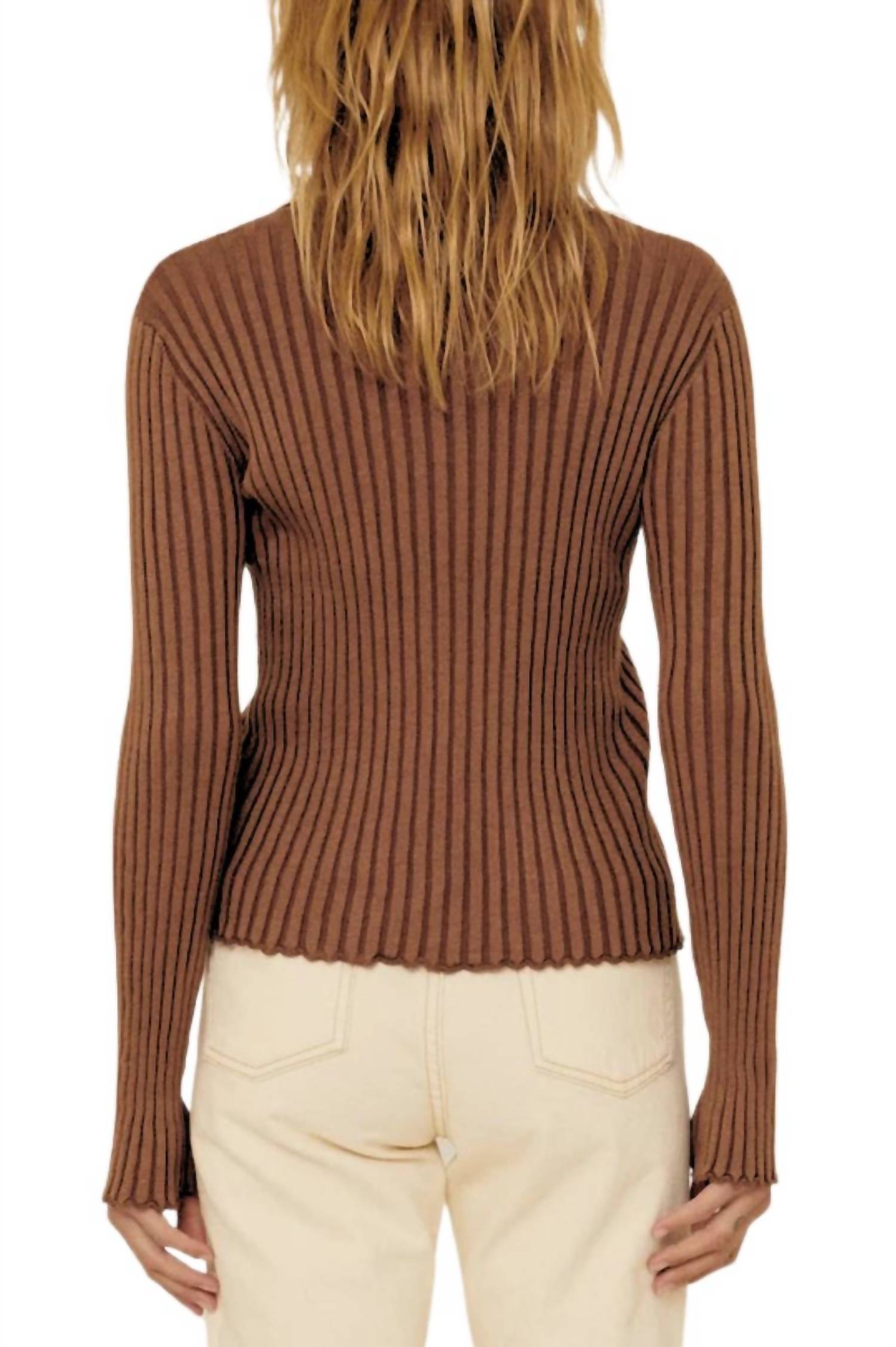 Promesa - Lila Self Button Ribbed Knit Sweater