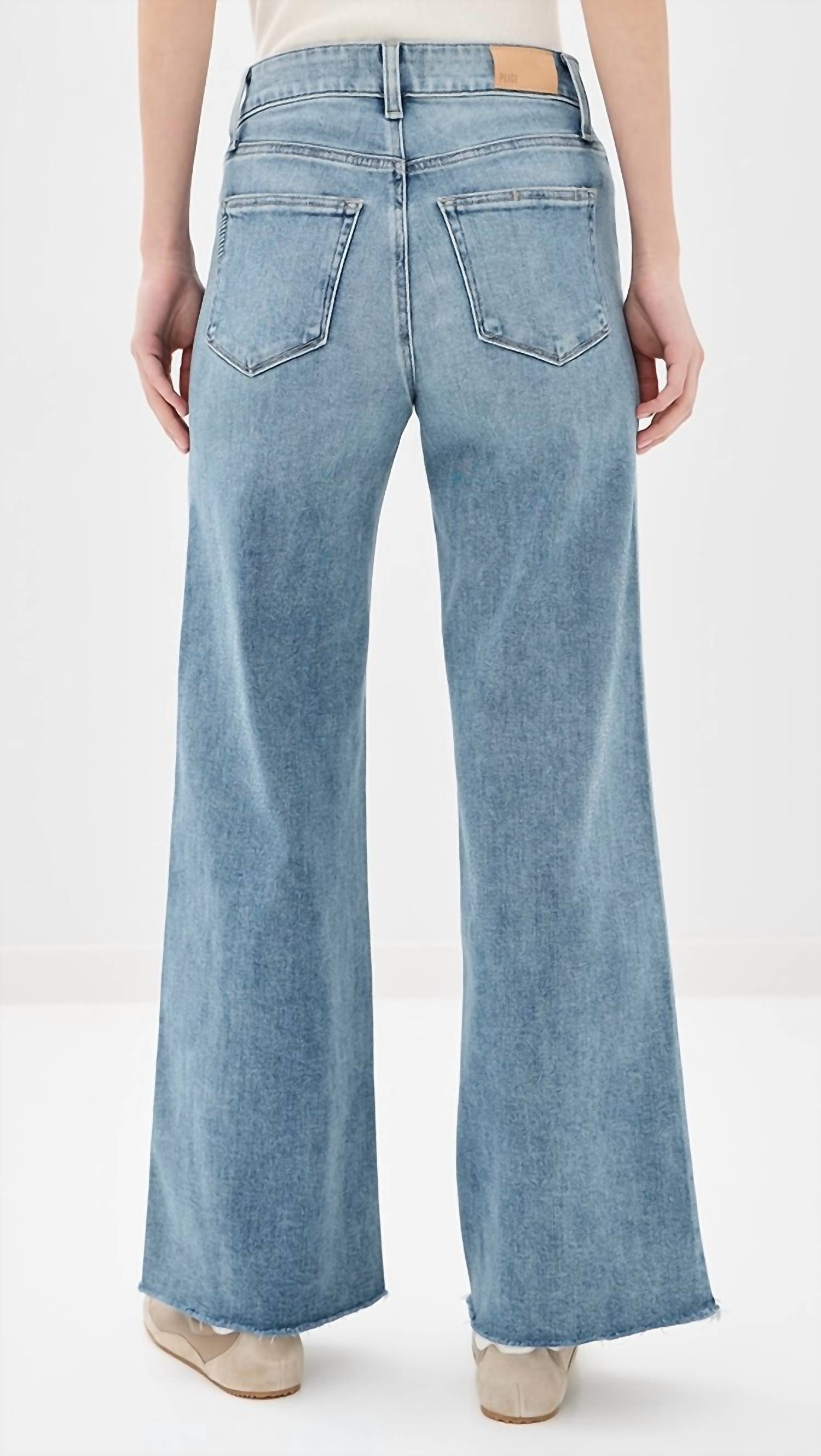Paige - Anessa Twisted Seam Raw Hem High Waist Wide Leg Jeans