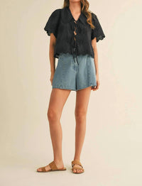 &Merci - Tie Front Collard Lace Top