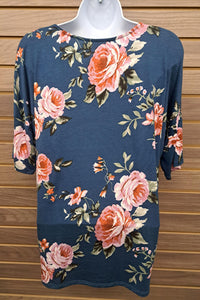 Perfect Peach - Women's Floral Short Sleeved Tee