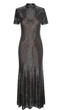 Self-Portrait - Rhinestone Mesh Midi Dress