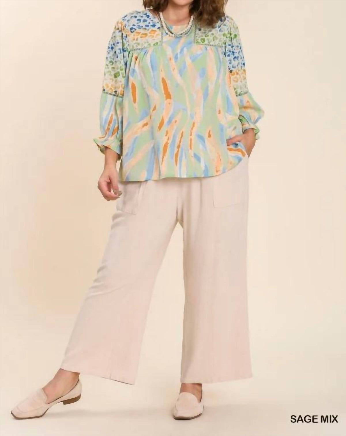 Umgee - Hazel's Pastel Mixed Print Top
