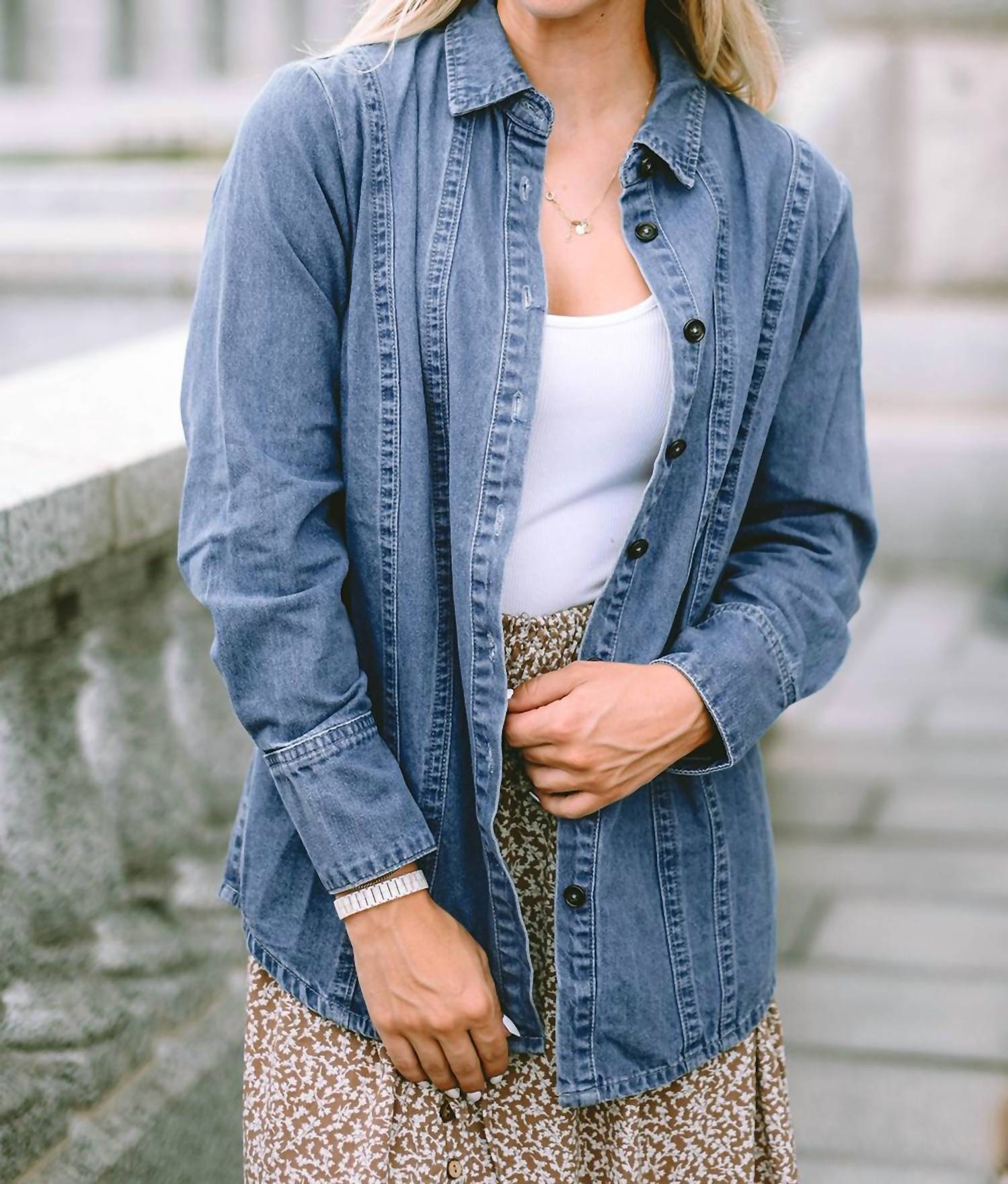 Pretty Bash - Denim Button Up Jacket