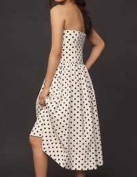 Endless Rose - Strapless Polka Dot Taffeta Midi Dress