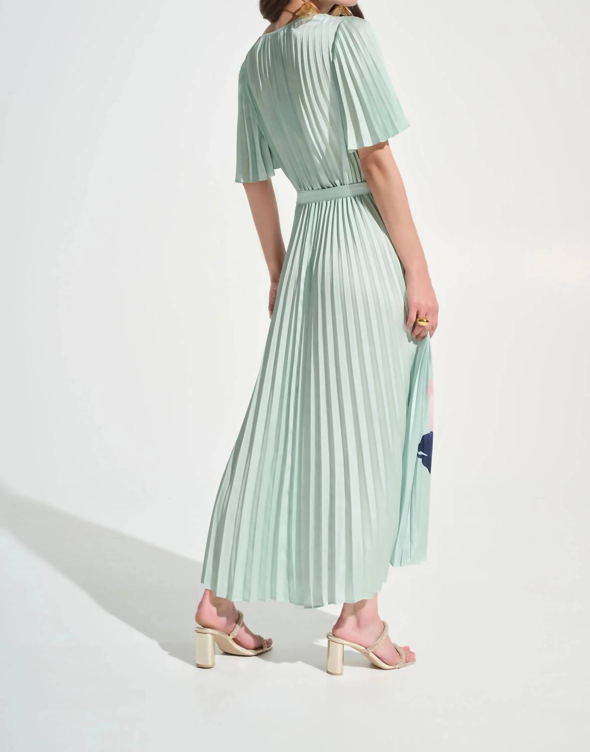 Joseph Ribkoff - Floral Pleated Satin Maxi Dress