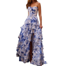 Sherri Hill - Chiffon Strapless Ruffle Gown With Slit