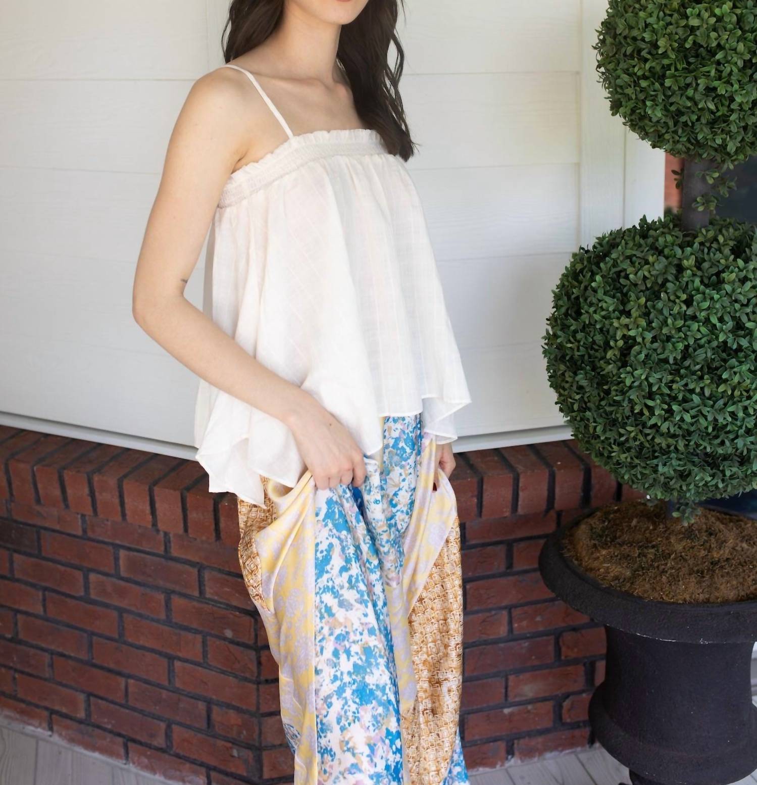 GRADE & GATHER Timeless Textured Top in white - women's shirt - alternate view