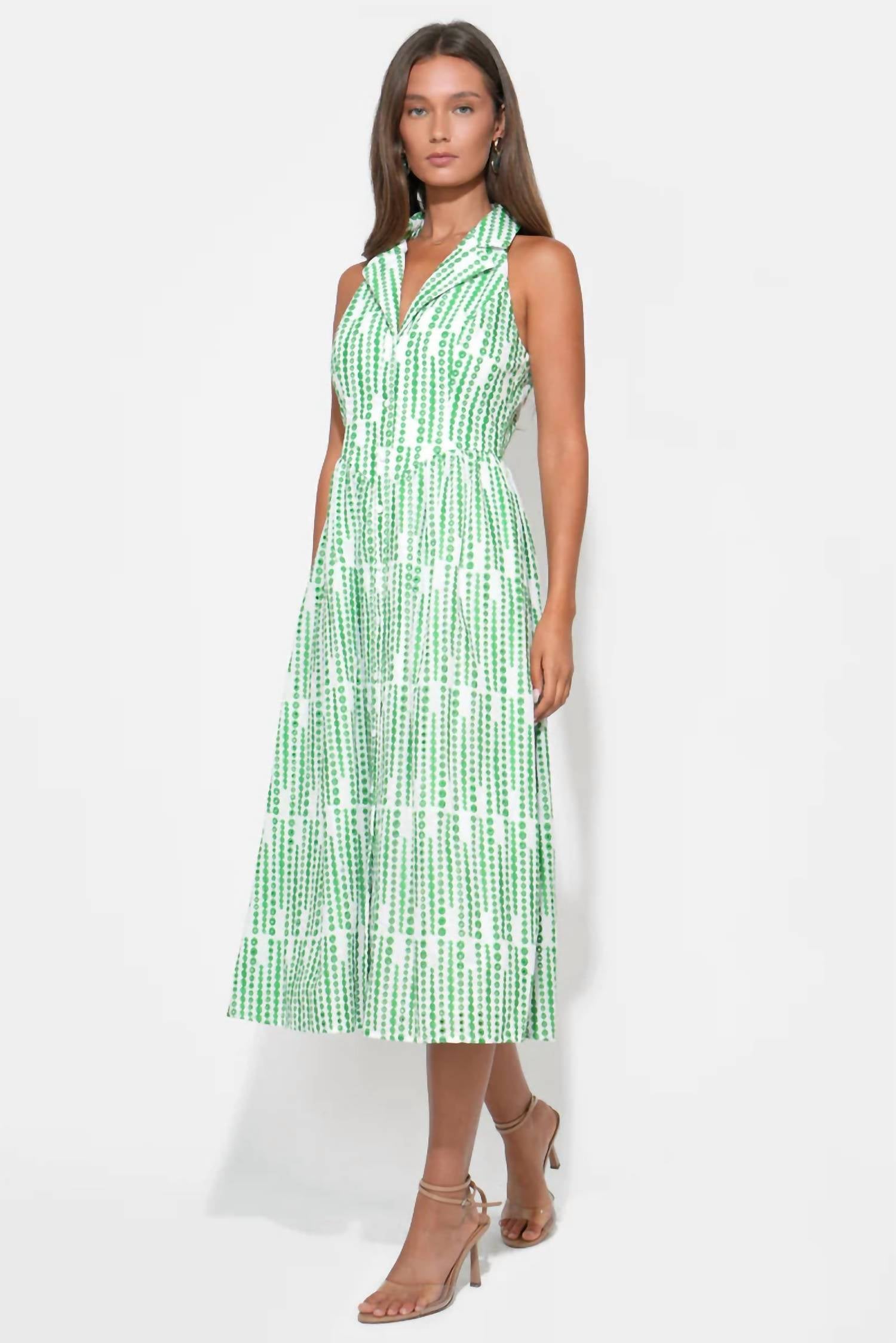 Adelyn Rae - Ruby Halter Embroidery Midi Dress