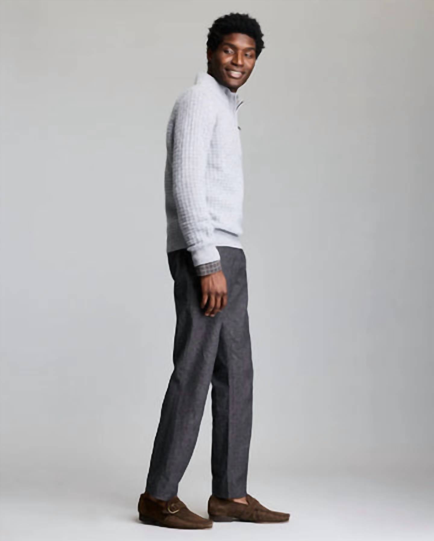 Billy Reid - Basketweave Half Zip Sweater Top