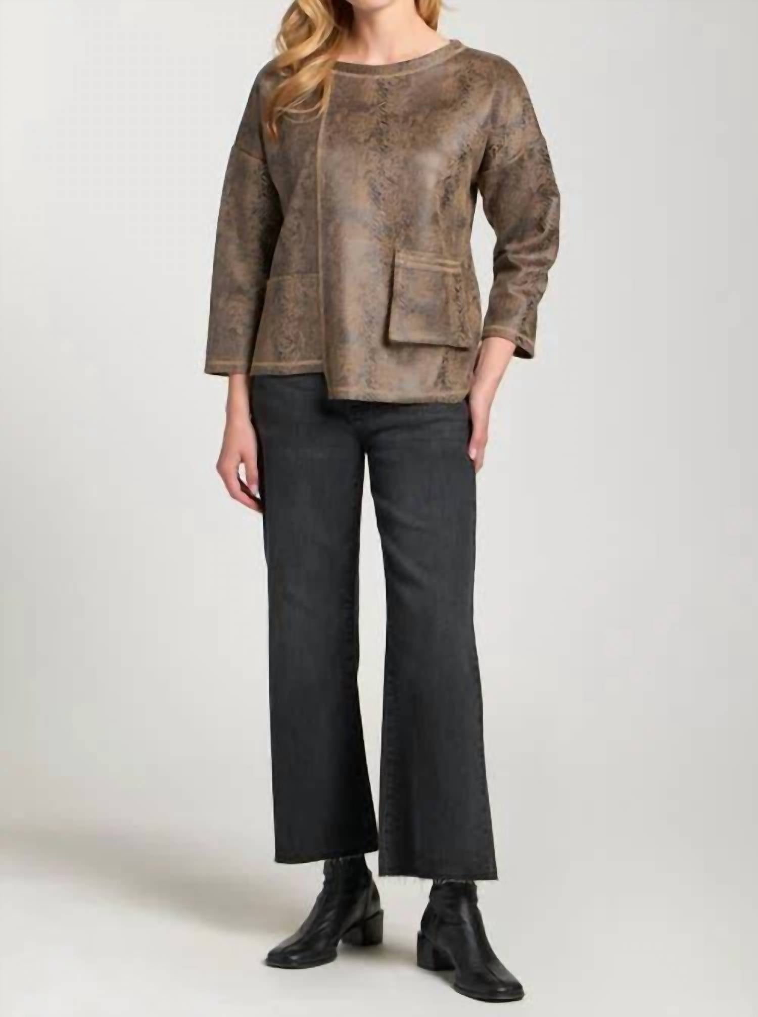 Apny - Vegan Leather Asymmetric Pullover