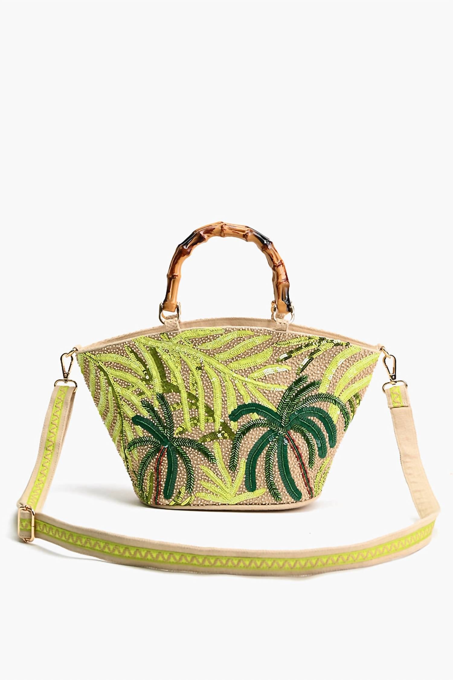 America & Beyond - Palm Tree Beaded Mini Tote