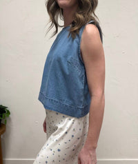 WISHLIST Denim Tank Top in blue - women's tank top - detail view