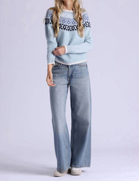 Minnie Rose - Cashmere Fair Isle Crew Neck Top With Tipping