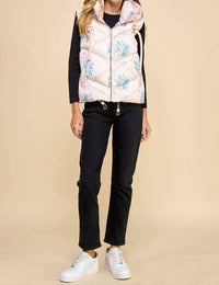 TCEC Floral Printed Vest With Hoodie in pink - women's jacket - view 6
