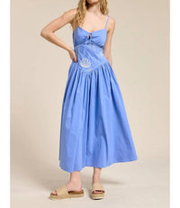 Flat White - Ocean Embroidered Midi Dress