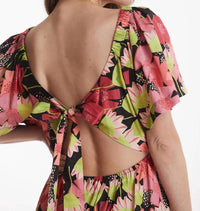Tyler Boe - Brit Abstract Floral Tie Dress