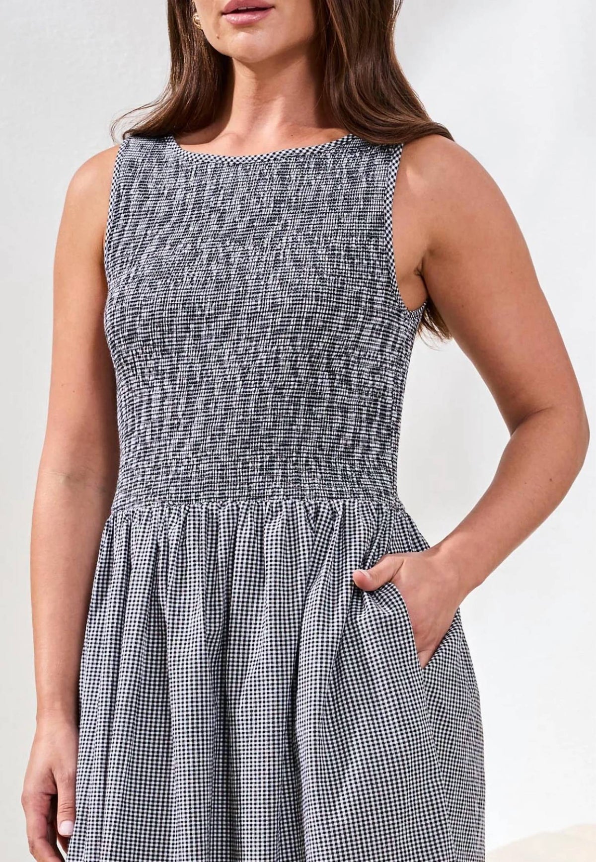 Tribal - Ruched Bodice Sleeveless Dress