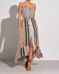 Elan - Strapless Maxi Dress With Front Slit