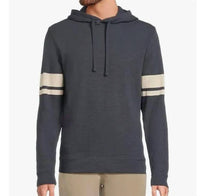 Faherty Sunwashed Slub Hoodie in navy dune strip - men's shirt