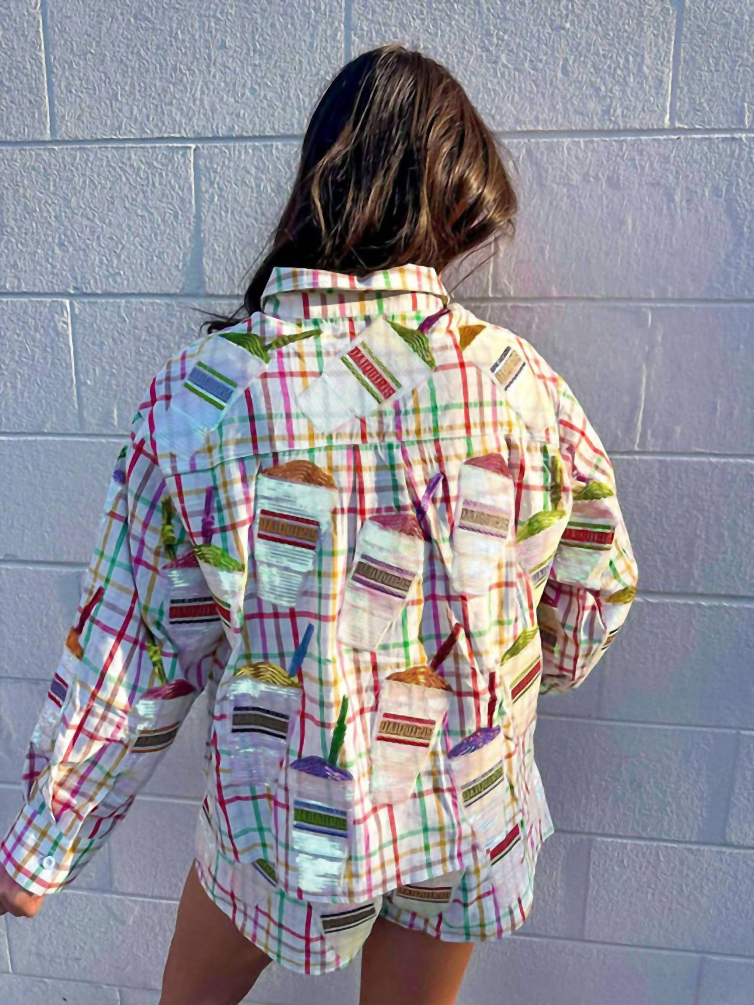 Queen Of Sparkles - Daiquiri Cotton Button Up Long Sleeve Blouse