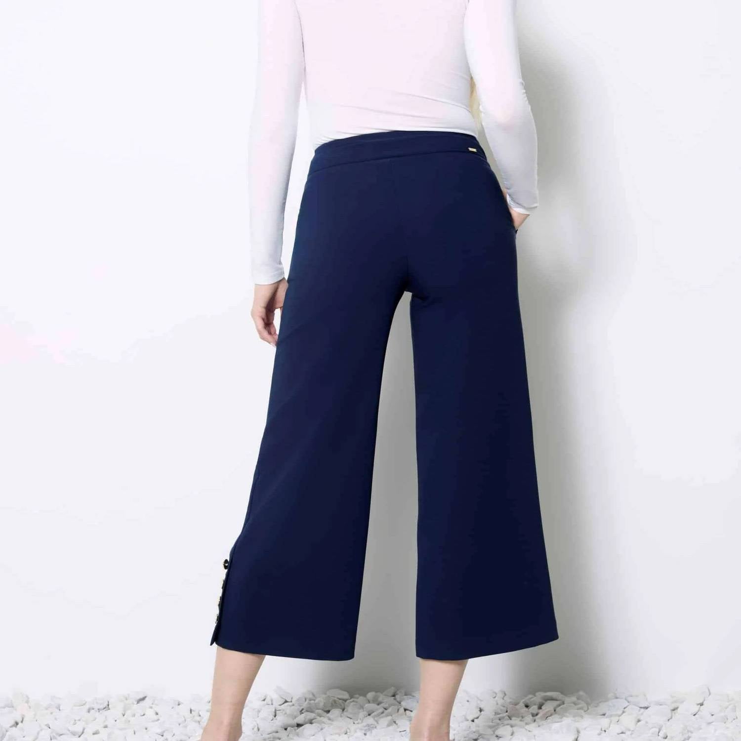 Up! - Women's Solid Amalfi Wide Leg Cropped Pant