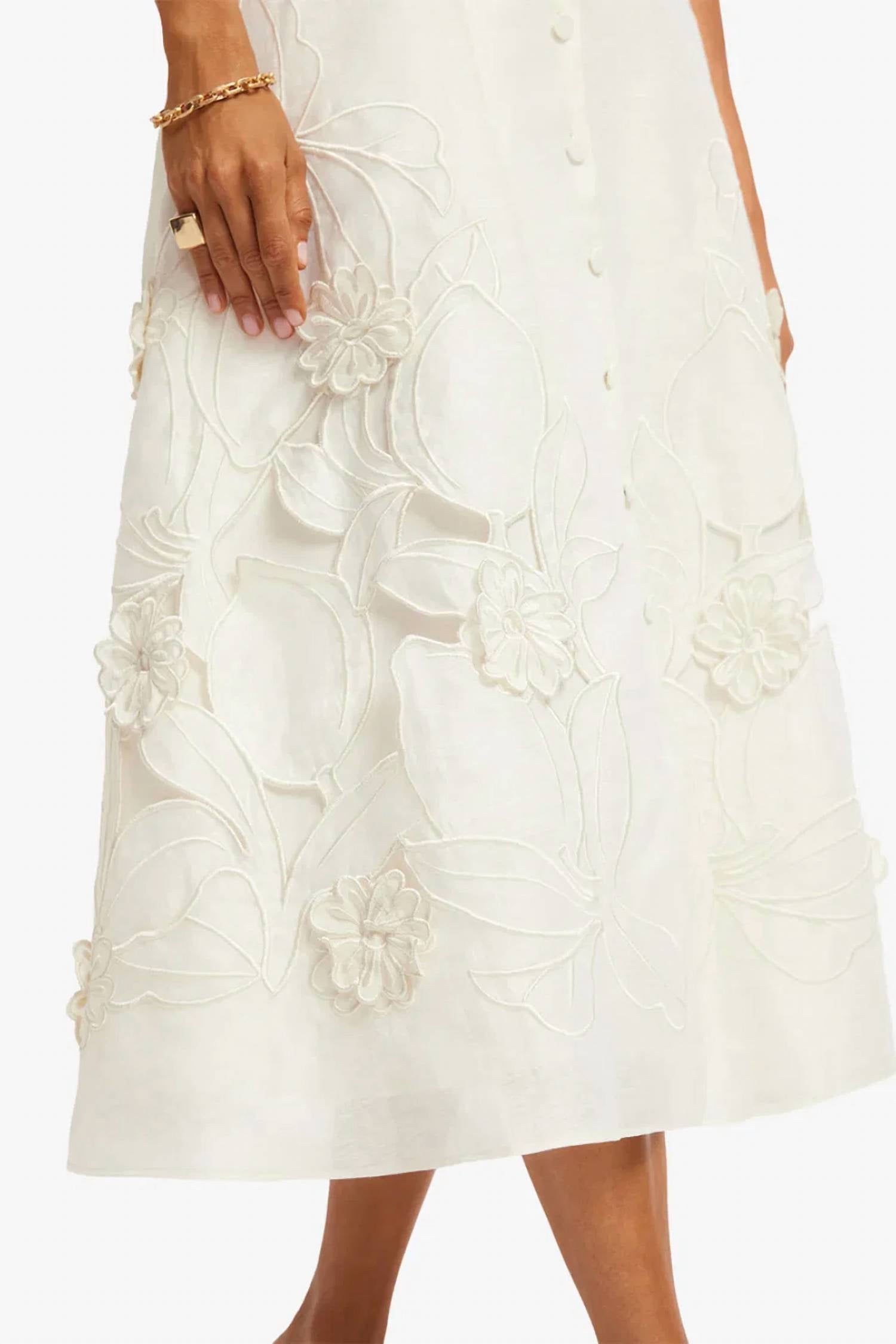 Leo Lin - Aubrey Applique Midi Shirt Dress