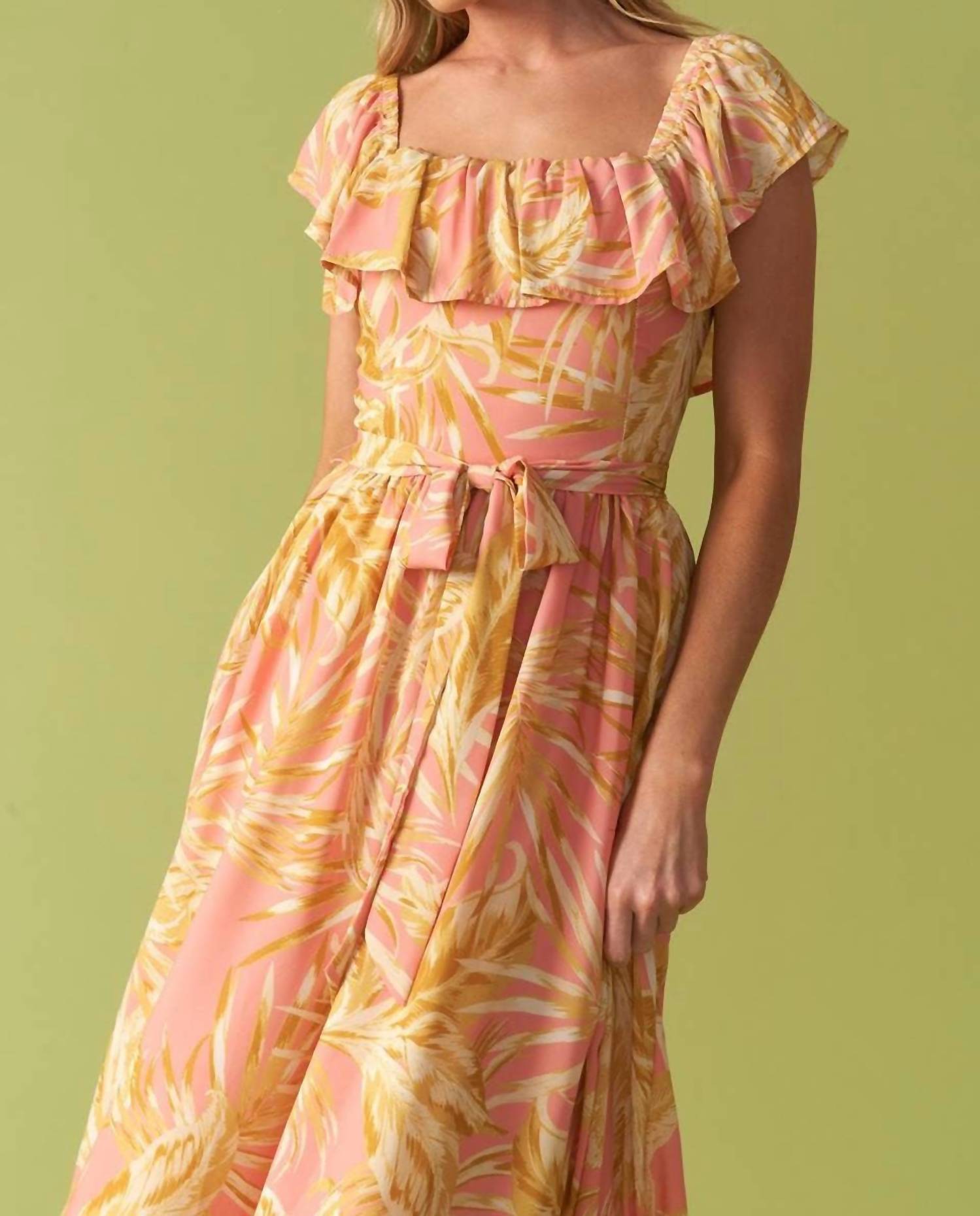 Flying Tomato - Printed Woven Midi Dress