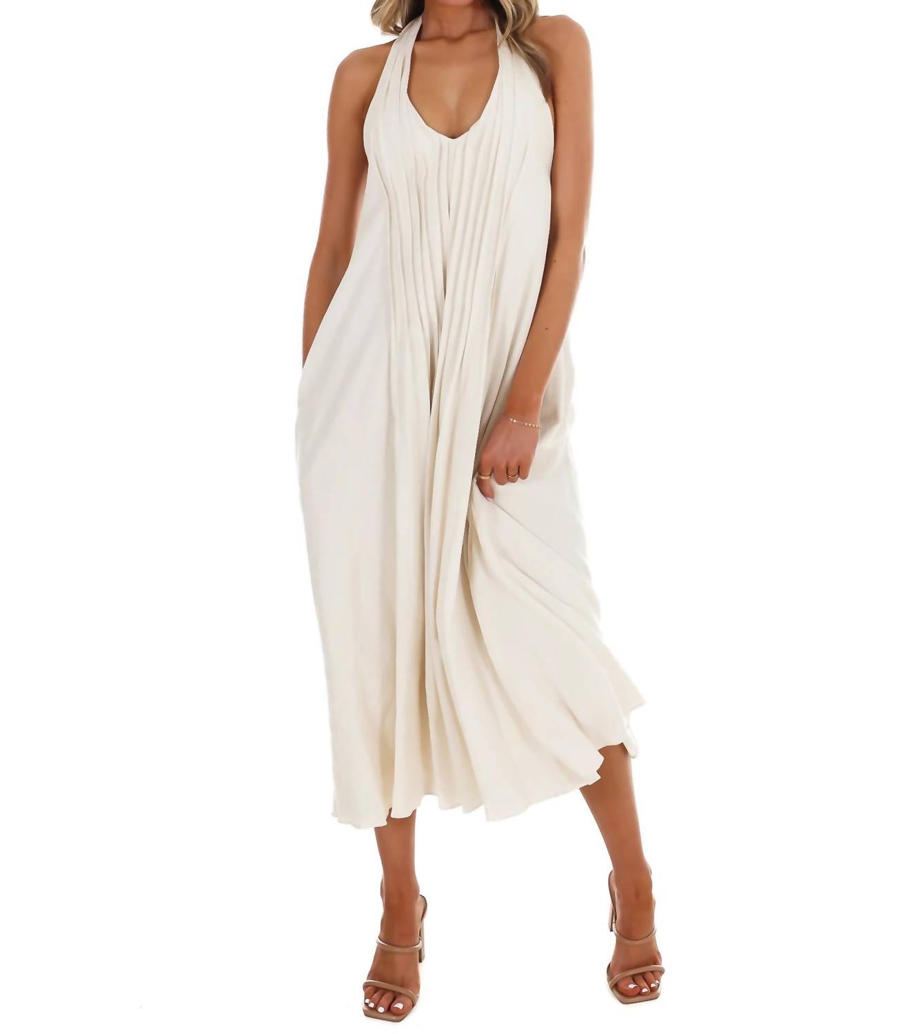 In February - Women's Softly Flowing Halter Midi Dress