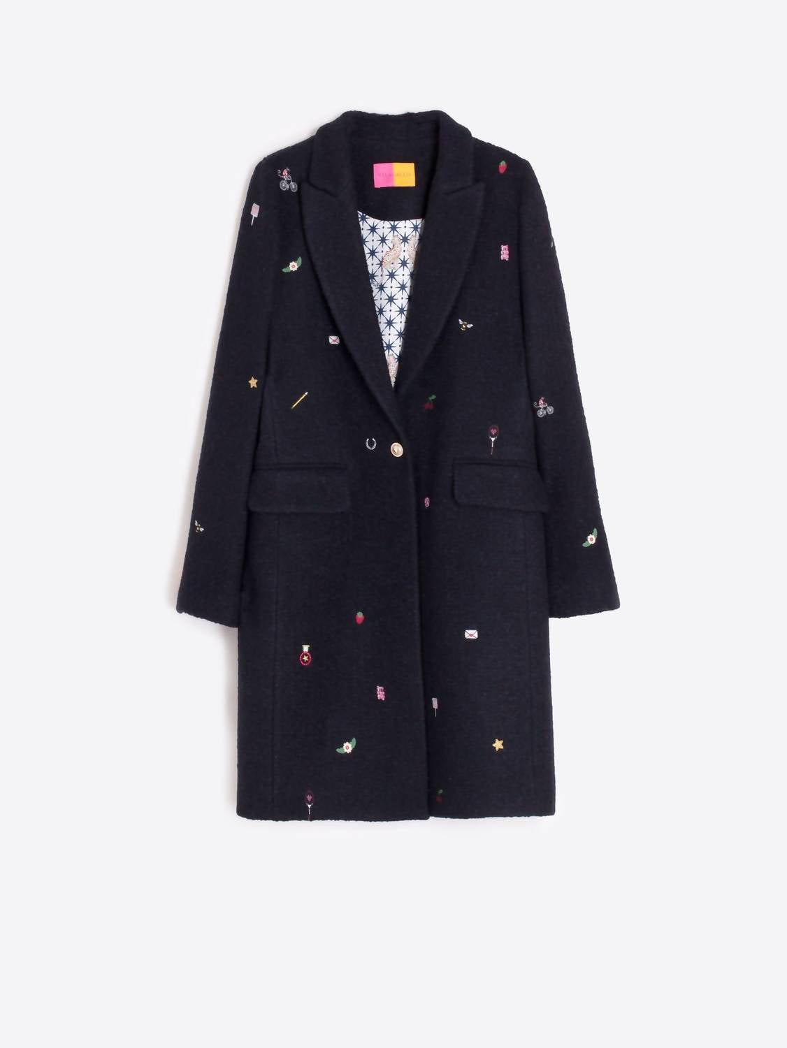 Vilagallo - Aricia Mini Embroidery Wool Long Coat
