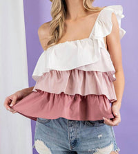 Ee:Some - Jennifer One Shoulder Ruffle Top