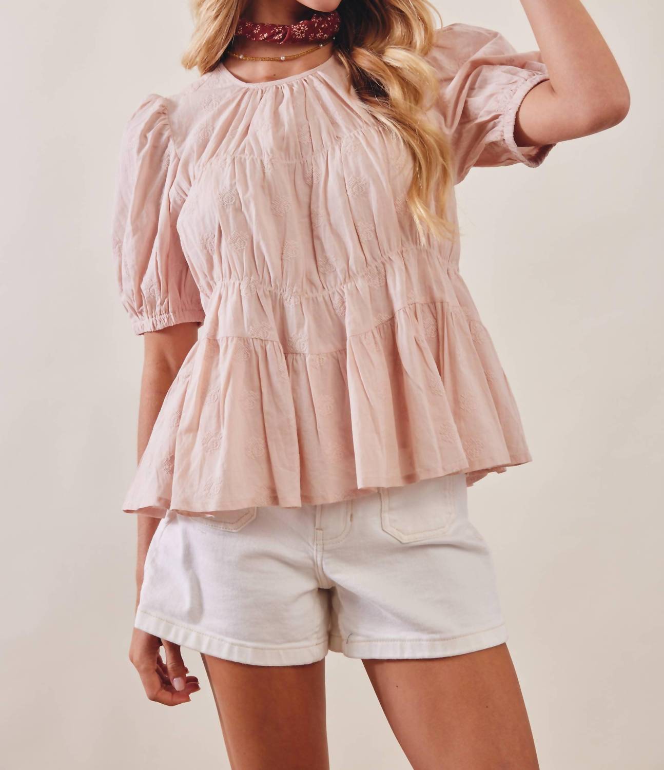 Listicle - Rosalyn Embroidered Peplum Blouse