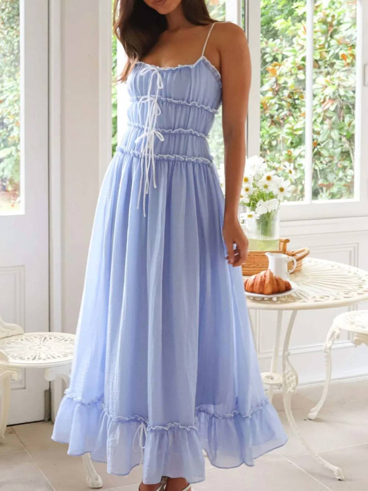 Trendsi - Devine Frill Ruffled Hem Midi Cami Dress