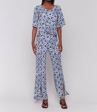 Charlie B - Twist Front Printed V Neck Top