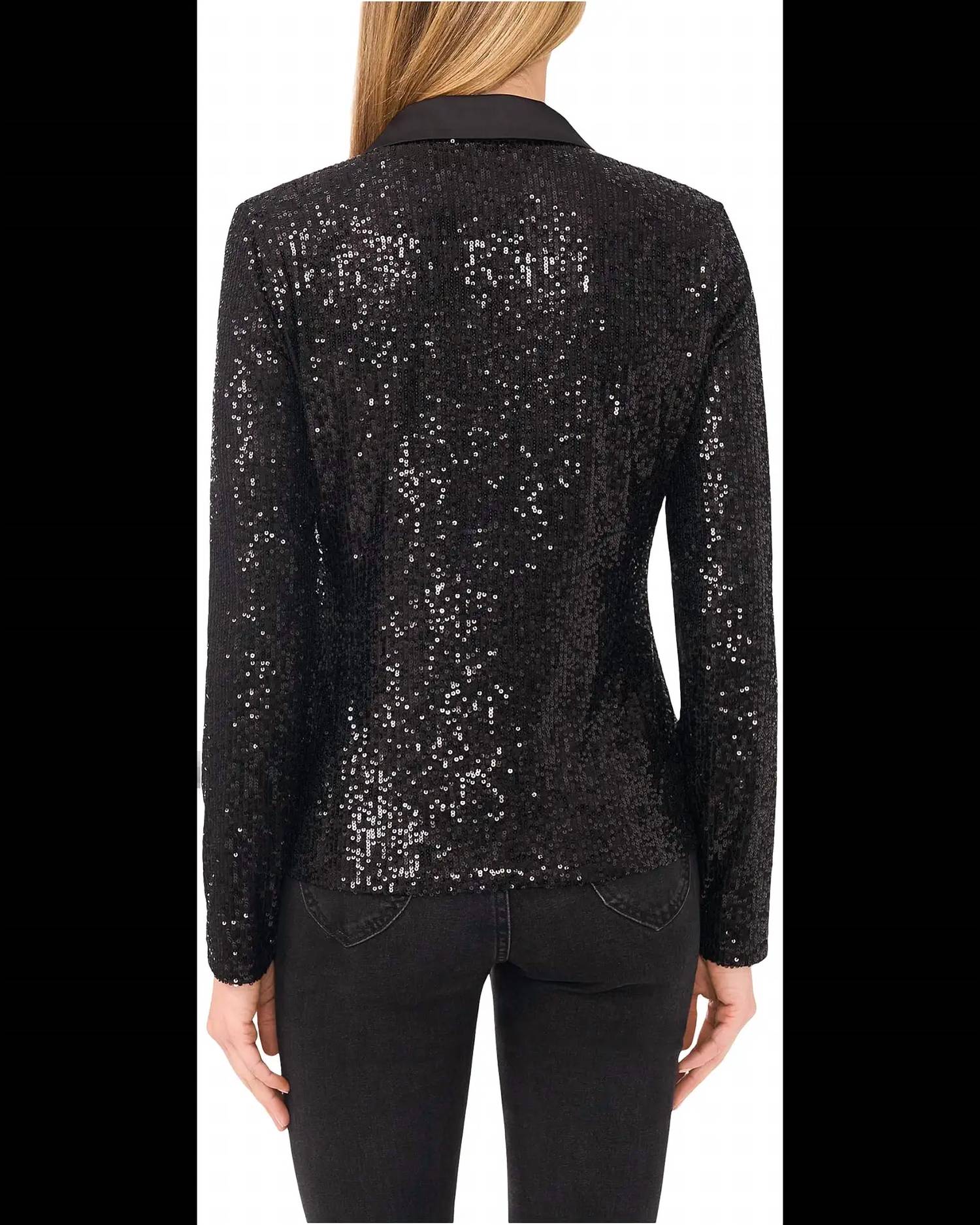 Cece - Sequin Long Sleeve Polo Top