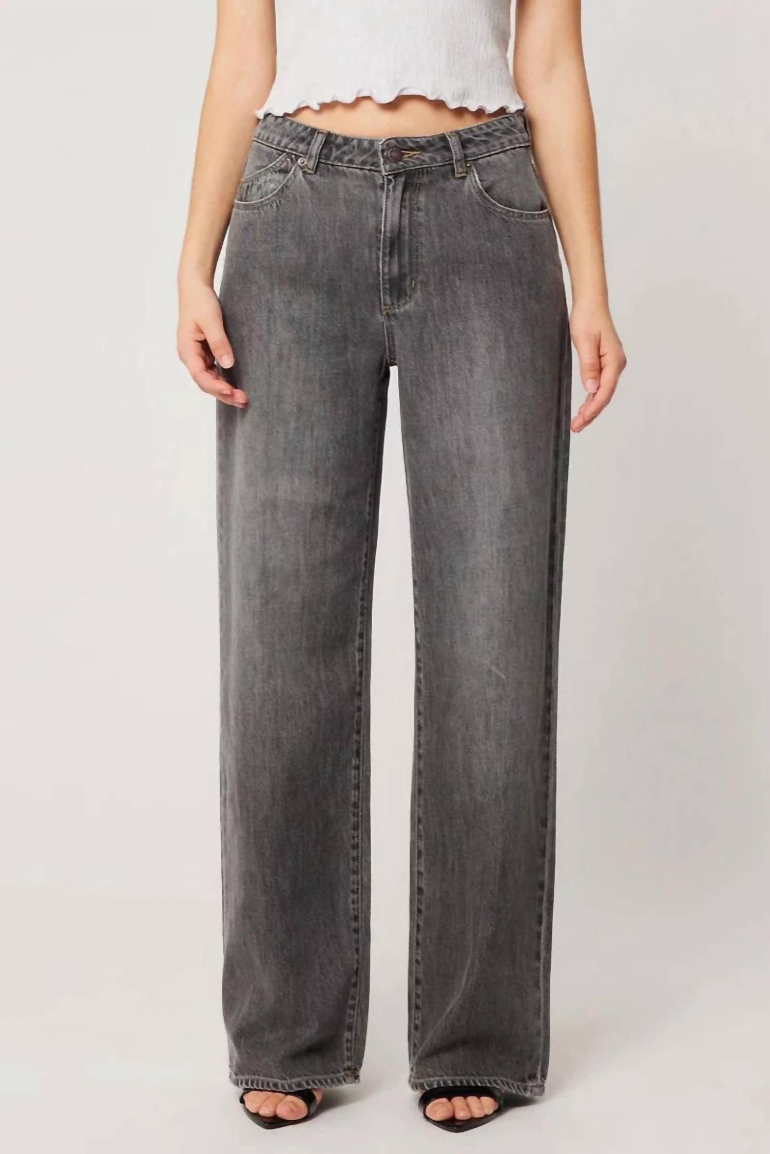 ROLLA'S Kate Mid Rise Baggy Jeans in black stone - women's jeans